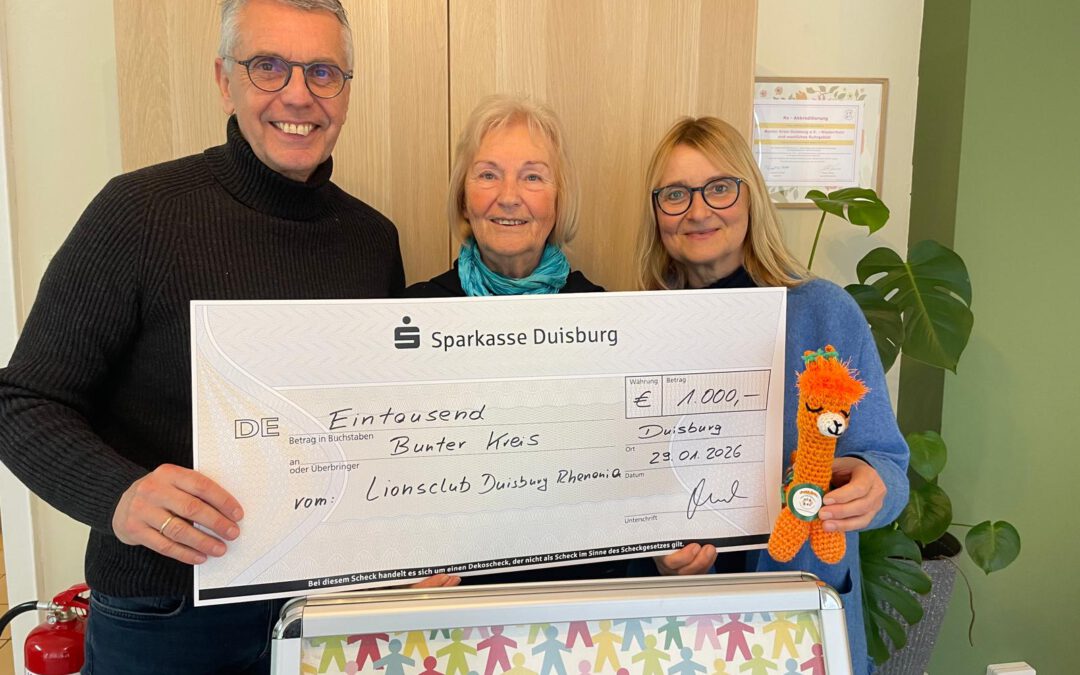 Spende des Lions Club Duisburg Rhenania zum Start ins Jahr